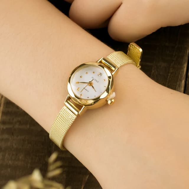Women's Gold Casual Quartz Watch - Stainless Steel Mesh Band, Elegant Dress Style, Perfect for Ladies showcase 4