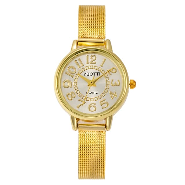 Women's Gold Casual Quartz Watch - Stainless Steel Mesh Band, Elegant Dress Style, Perfect for Ladies showcase 12