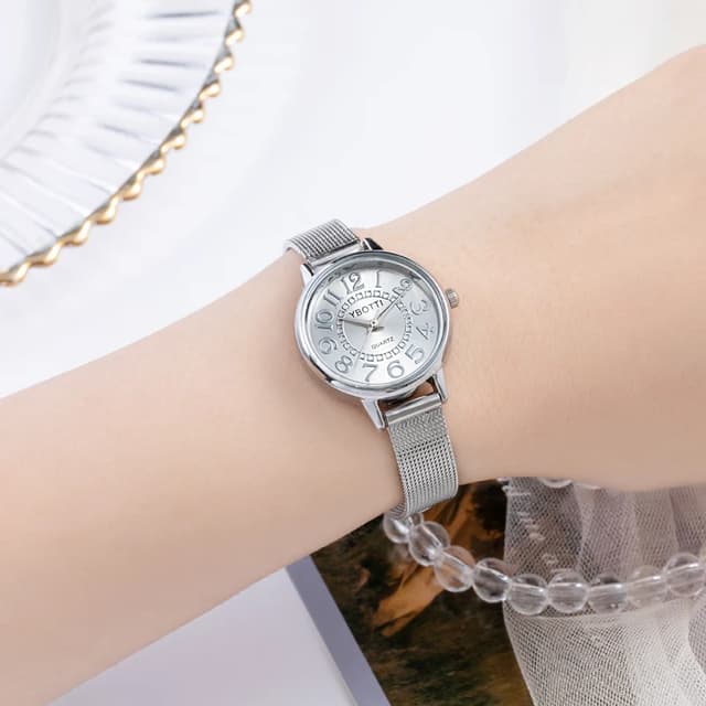Women's Gold Casual Quartz Watch - Stainless Steel Mesh Band, Elegant Dress Style, Perfect for Ladies showcase 20