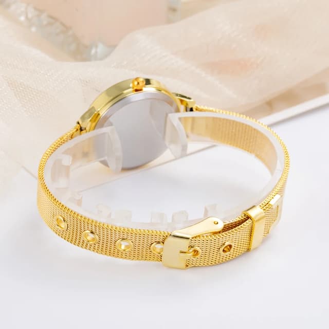 Women's Gold Casual Quartz Watch - Stainless Steel Mesh Band, Elegant Dress Style, Perfect for Ladies showcase 16