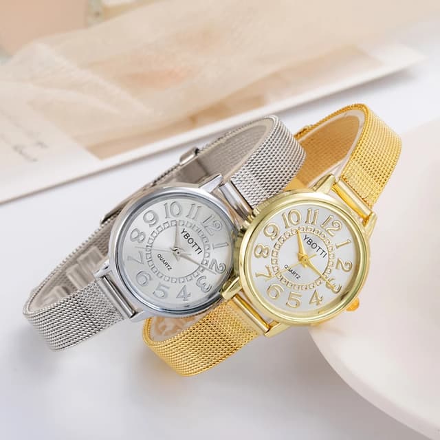 Women's Gold Casual Quartz Watch - Stainless Steel Mesh Band, Elegant Dress Style, Perfect for Ladies showcase 17