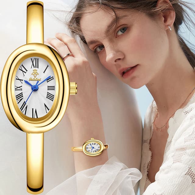 YaLaLuSi Women's Oval Dial Bracelet Watch - Water-Resistant Quartz Movement, Retro Roman Numerals, Alloy Band, Elegant & Casual Style, Perfect Gift for Her showcase 5