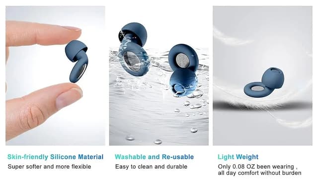 Silicone Ear Plugs for Sleeping & Swimming - Noise Reduction Waterproof Earbuds with Storage Bag, Reusable & Comfortable for Travel, Study, and Rest showcase 3
