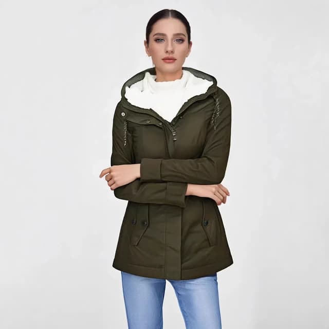 Women's Winter Faux Fur Hooded Jacket Coat - Long Sleeve Warm Velvet Parka for Fashionable Ladies showcase 3