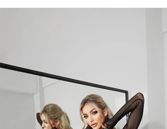 Women's Black Mesh Latin Dance Leotard Top with Conjoined Jumpsuit Design, Backless Style for Cha-cha, Samba, Rumba Training and Performance showcase 11