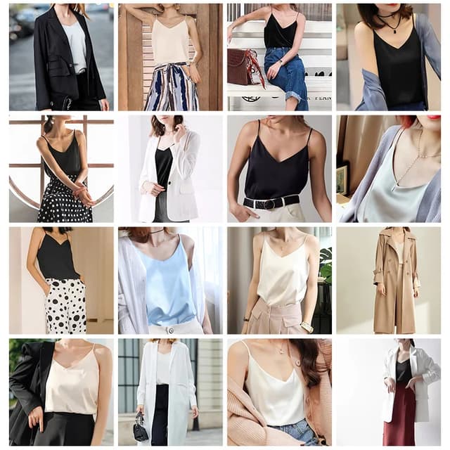 AOSSVIAO Women's Spaghetti Strap Halter Top - Sexy V-Neck Sleeveless Satin Silk Cami Tank for Summer, White, Sizes S-2XL showcase 1