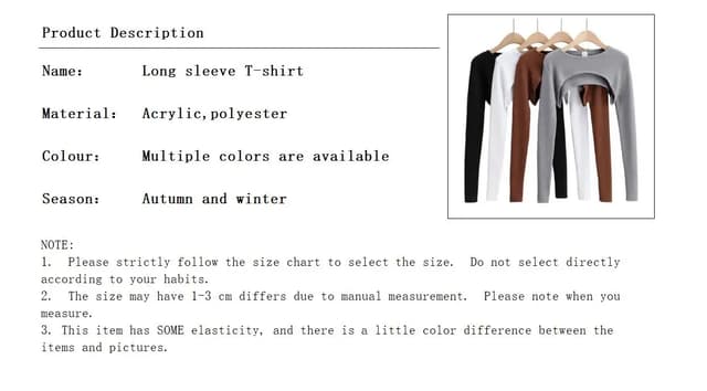 Women's Long Sleeve Crop Top - Y2k Aesthetic Knitted T-Shirt, O-Neck, Black/White, Spring/Autumn Fashion for a Chic Harajuku Look showcase 1