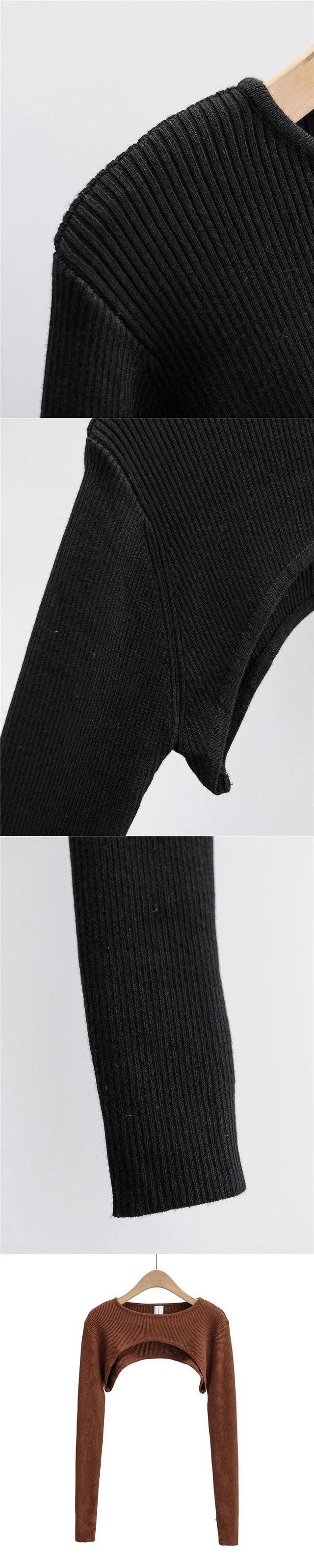 Women's Long Sleeve Crop Top - Y2k Aesthetic Knitted T-Shirt, O-Neck, Black/White, Spring/Autumn Fashion for a Chic Harajuku Look showcase 11