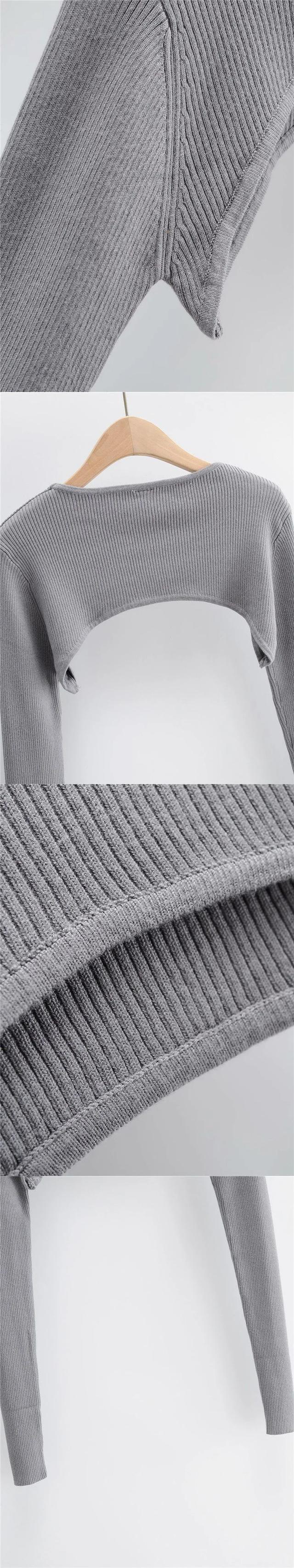 Women's Long Sleeve Crop Top - Y2k Aesthetic Knitted T-Shirt, O-Neck, Black/White, Spring/Autumn Fashion for a Chic Harajuku Look showcase 14