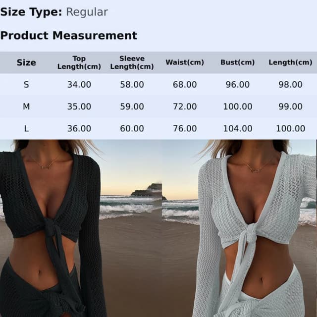 Anfilia Women's Long Sleeve Knit Crop Cover Up Top and Skirt Set - Casual Fashion Two-Piece Outfit for All Seasons showcase 1