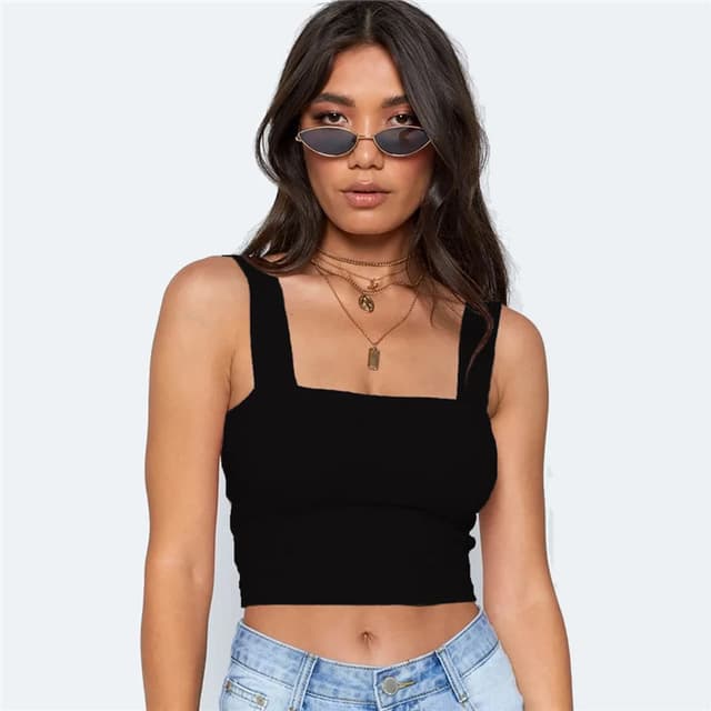 Women's Square Neck Sleeveless Crop Top - Sexy Backless Cami Tank Shirt for Summer Casual Wear showcase 11