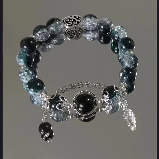 Fashion Feather Butterfly Beaded Bracelet for Women & Girls - Elegant Light Luxury Jewelry Gift, Handmade Glass Beads, Elastic 15cm showcase 7