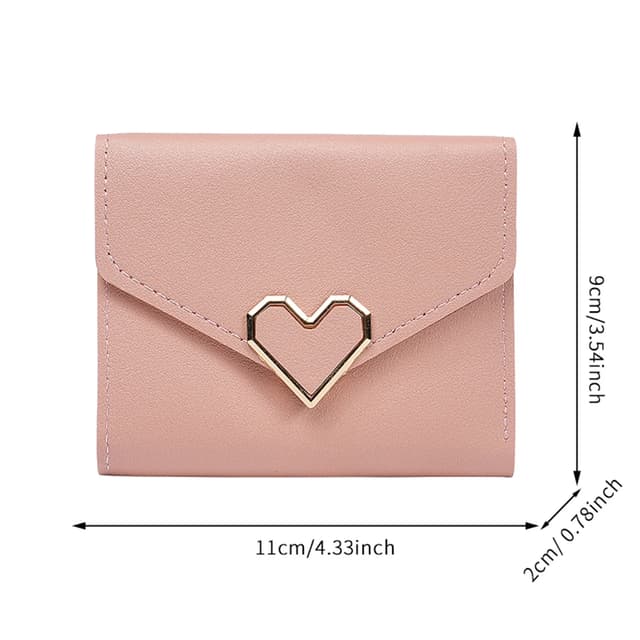 Cute Heart Buckle Mini Coin Purse for Women & Girls - Korean Style Small Wallet for Students, Ladies, and Everyday Use showcase 1