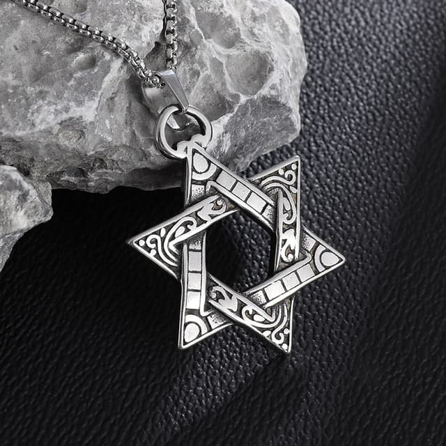 Stainless Steel Solomon Star of David Pendant Necklace for Men - Six-Pointed Jewish Star Jewelry, New Year Gift showcase 2