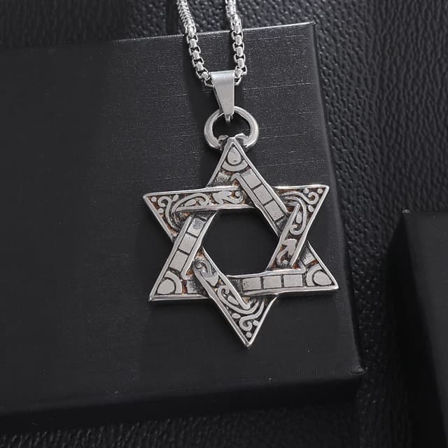 Stainless Steel Solomon Star of David Pendant Necklace for Men - Six-Pointed Jewish Star Jewelry, New Year Gift showcase 7