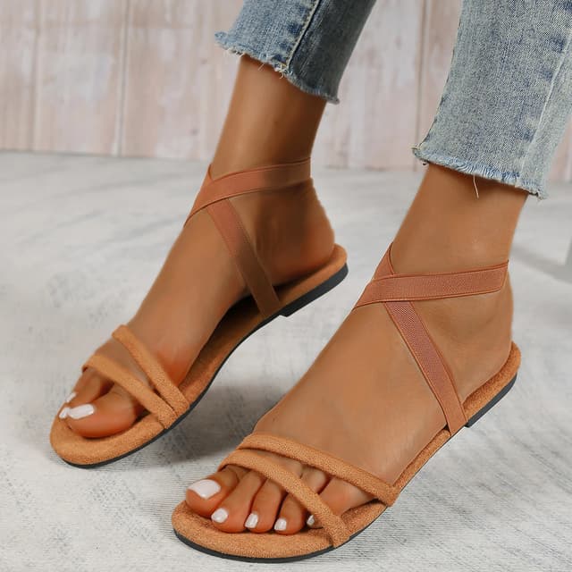Elegant Open-Toe Flat Sandals for Women - Fashionable Beach Casual Summer Footwear with Comfortable One-Length Strap showcase 8