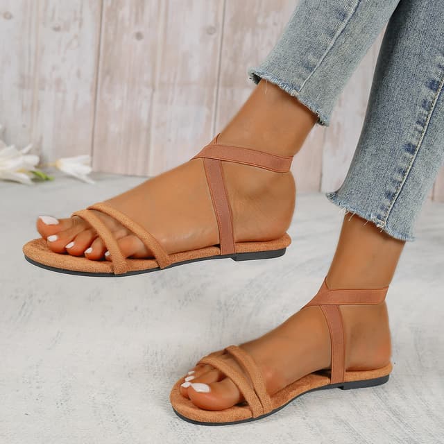 Elegant Open-Toe Flat Sandals for Women - Fashionable Beach Casual Summer Footwear with Comfortable One-Length Strap showcase 4