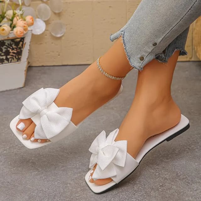 Women's Fashion Bow Tie Flat Sandals - Lightweight Summer Beach Slides for Casual Outdoor Wear showcase 8