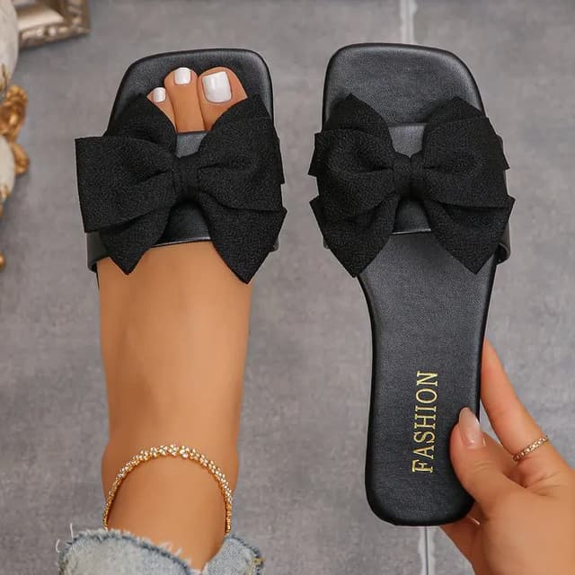 Women's Fashion Bow Tie Flat Sandals - Lightweight Summer Beach Slides for Casual Outdoor Wear showcase 17