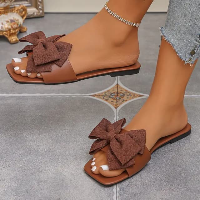 Women's Fashion Bow Tie Flat Sandals - Lightweight Summer Beach Slides for Casual Outdoor Wear showcase 6
