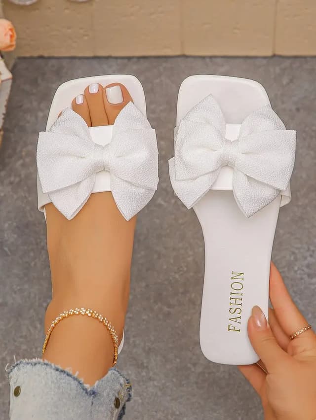 Women's Fashion Bow Tie Flat Sandals - Lightweight Summer Beach Slides for Casual Outdoor Wear showcase 13