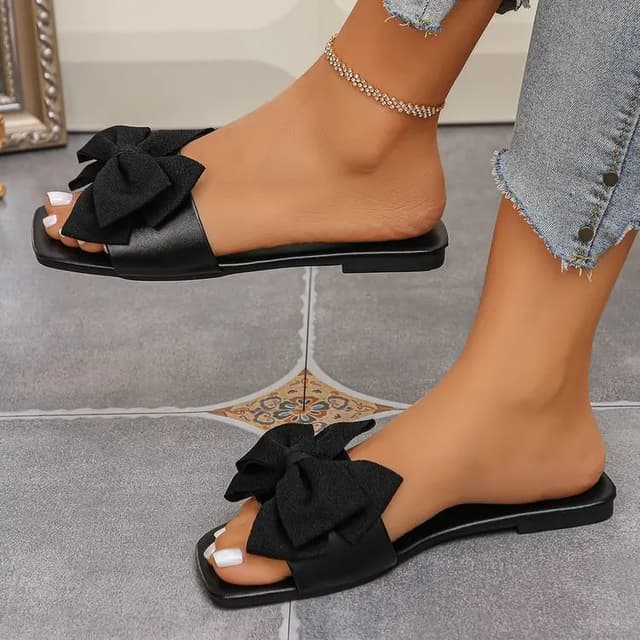 Women's Fashion Bow Tie Flat Sandals - Lightweight Summer Beach Slides for Casual Outdoor Wear showcase 16