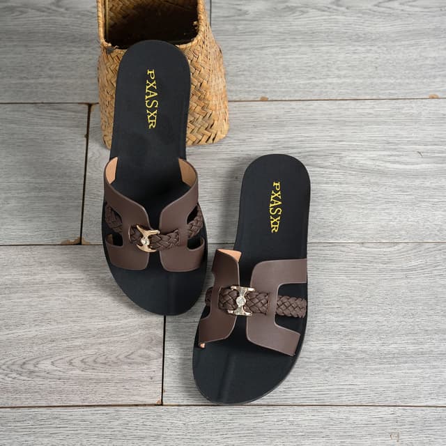 Women's Braided Strap Flat Sandals with Gold Rhinestone Buckle - Comfortable & Chic Daily Wear Shoes for Shopping & Outings showcase 16