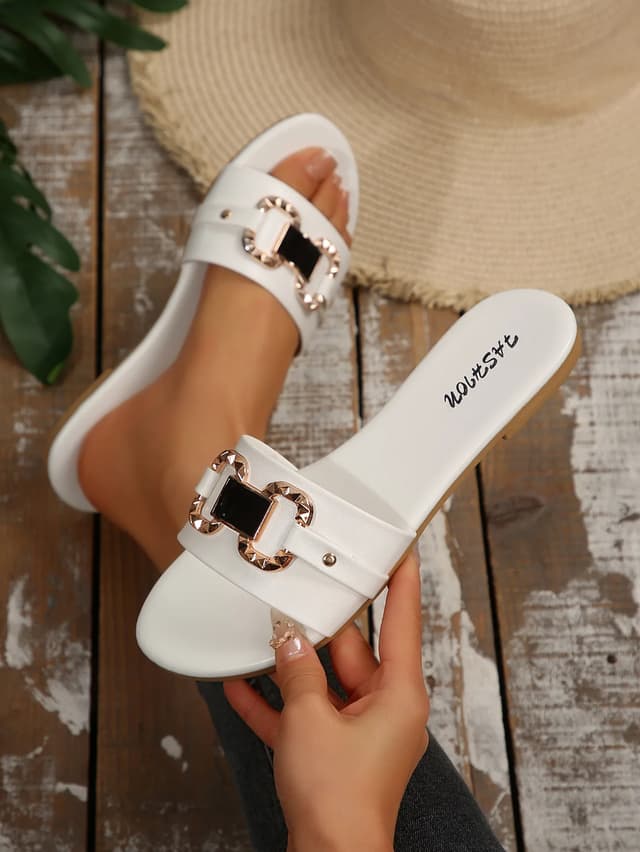 Women's Fashionable Flat Sandals - Comfortable Large Size Slip-On Shoes with Round Toe, Perfect for Daily Wear, Beach Vacations, and Travel showcase 10