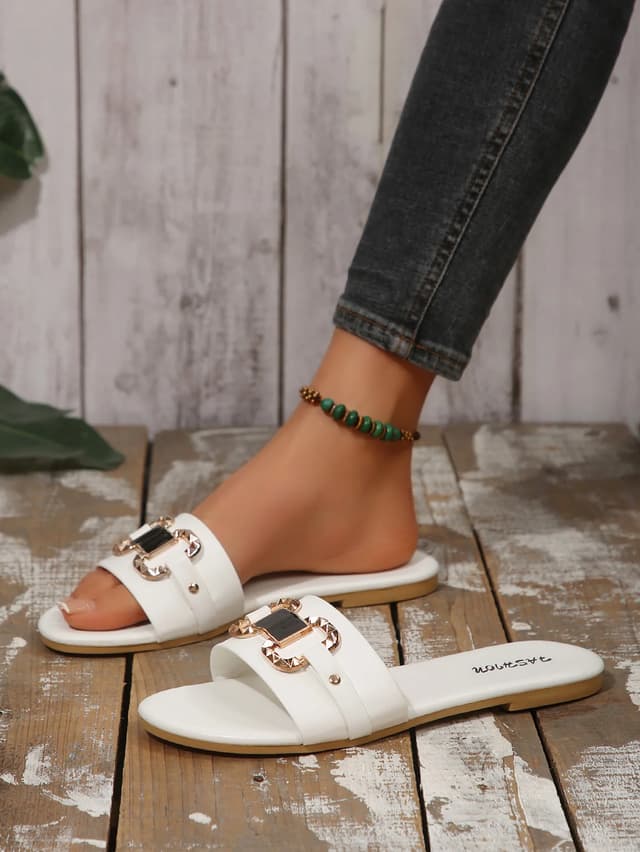 Women's Fashionable Flat Sandals - Comfortable Large Size Slip-On Shoes with Round Toe, Perfect for Daily Wear, Beach Vacations, and Travel showcase 11