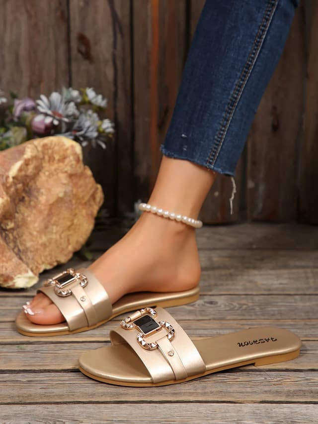 Women's Fashionable Flat Sandals - Comfortable Large Size Slip-On Shoes with Round Toe, Perfect for Daily Wear, Beach Vacations, and Travel showcase 15