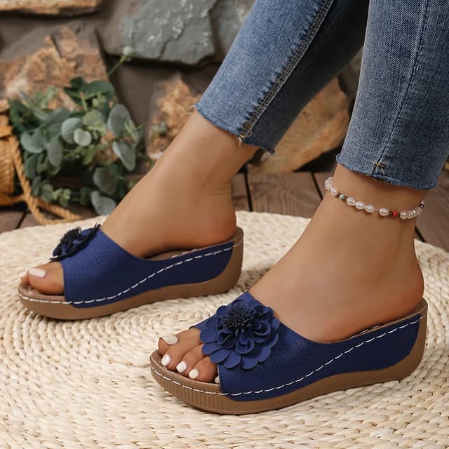Retro Flower Wedge Slippers for Women - Summer Platform Sandals with Thick Anti-Slip Sole, Perfect for Beach and Outdoor Wear showcase 18
