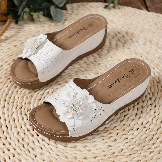 Retro Flower Wedge Slippers for Women - Summer Platform Sandals with Thick Anti-Slip Sole, Perfect for Beach and Outdoor Wear showcase 5