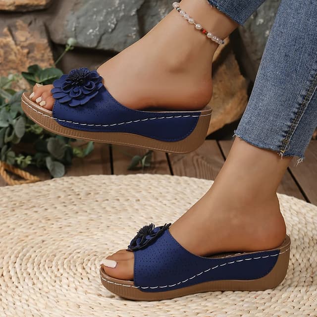 Retro Flower Wedge Slippers for Women - Summer Platform Sandals with Thick Anti-Slip Sole, Perfect for Beach and Outdoor Wear showcase 19