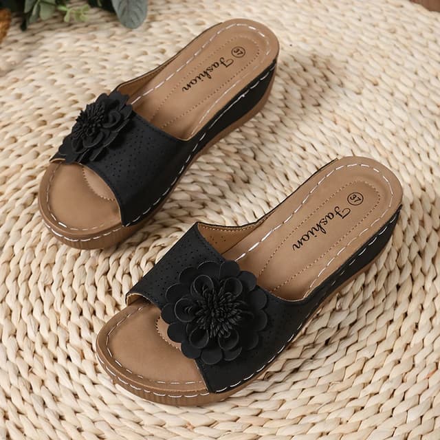 Retro Flower Wedge Slippers for Women - Summer Platform Sandals with Thick Anti-Slip Sole, Perfect for Beach and Outdoor Wear showcase 17