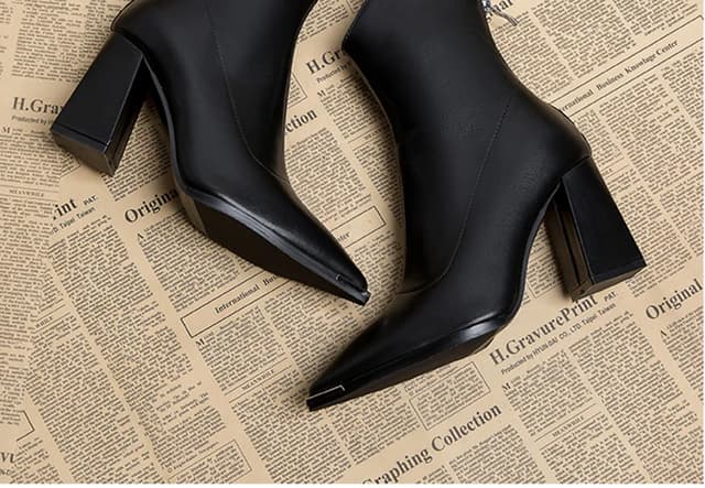 Elegant Women's Pointed Toe Ankle Boots - Fashion Square High Heel with Back Zipper, Chic Winter Footwear for Ladies showcase 7