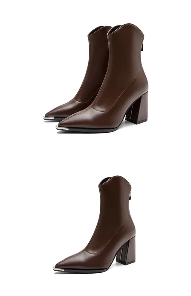 Elegant Women's Pointed Toe Ankle Boots - Fashion Square High Heel with Back Zipper, Chic Winter Footwear for Ladies showcase 16