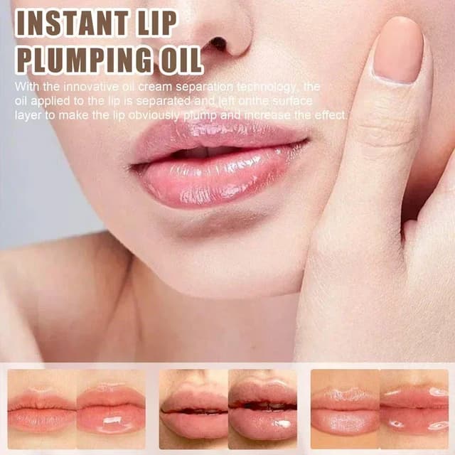 Instant Volumising Lip Plumper Oil Gloss Serum - Moisturizing Anti-Wrinkle & Dark Skin Remover for Fuller, Smoother Lips showcase 4