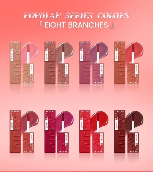 QIBEST 8 Colors Nude Watery Lip Gloss - Long-Lasting Liquid Lipstick, Sexy Red/Purple Lip Glaze, Non-Fading Tint for Women's Makeup showcase 7