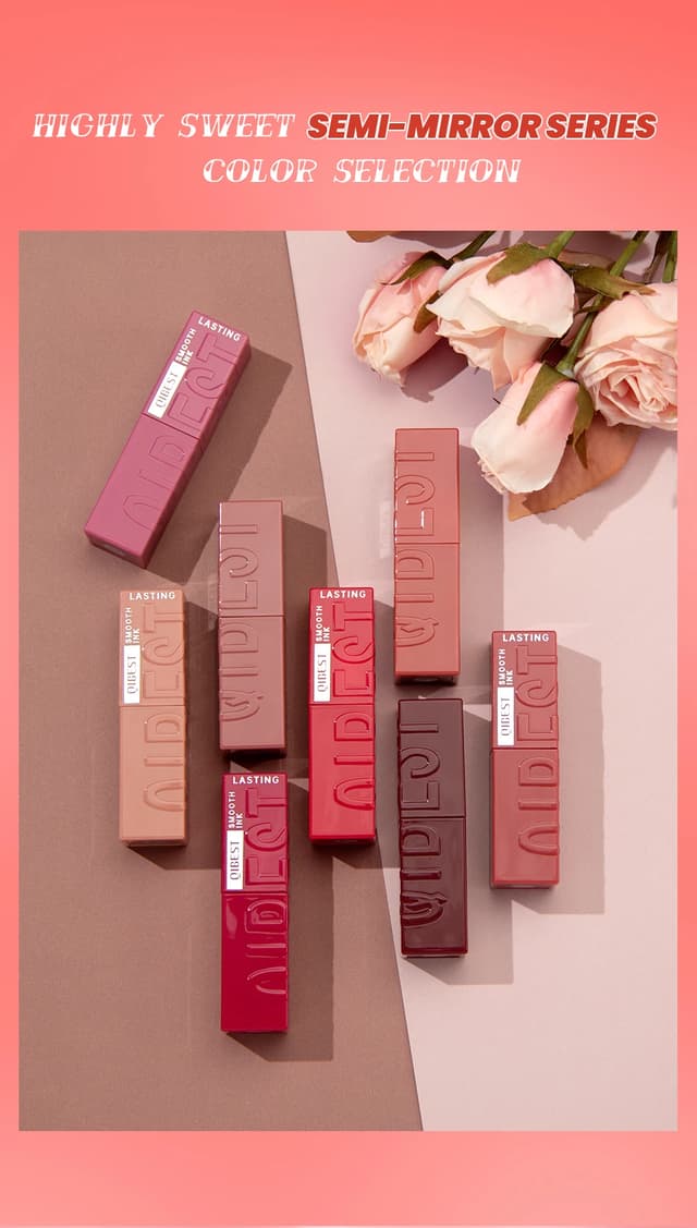 QIBEST 8 Colors Nude Watery Lip Gloss - Long-Lasting Liquid Lipstick, Sexy Red/Purple Lip Glaze, Non-Fading Tint for Women's Makeup showcase 8