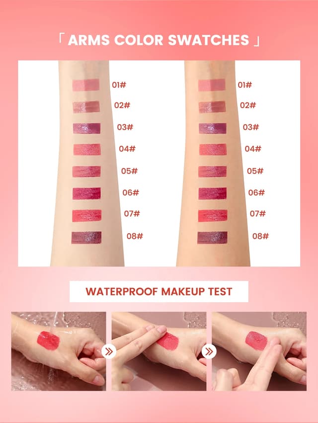 QIBEST 8 Colors Nude Watery Lip Gloss - Long-Lasting Liquid Lipstick, Sexy Red/Purple Lip Glaze, Non-Fading Tint for Women's Makeup showcase 13