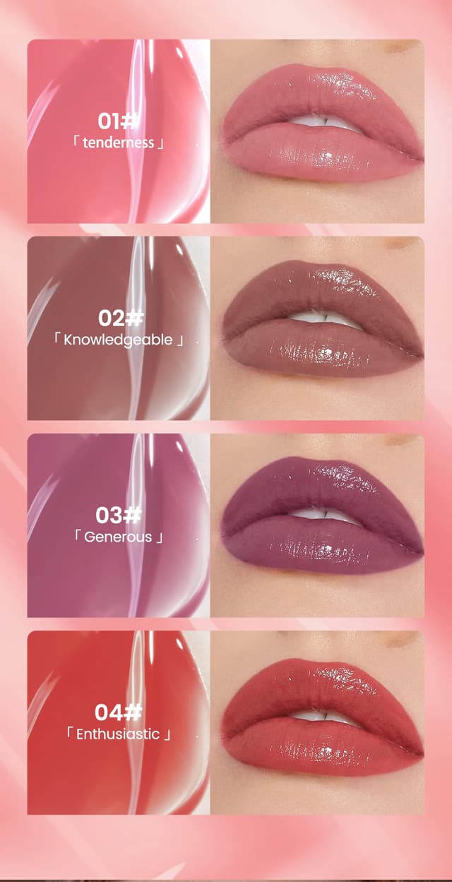 QIBEST 8 Colors Nude Watery Lip Gloss - Long-Lasting Liquid Lipstick, Sexy Red/Purple Lip Glaze, Non-Fading Tint for Women's Makeup showcase 10