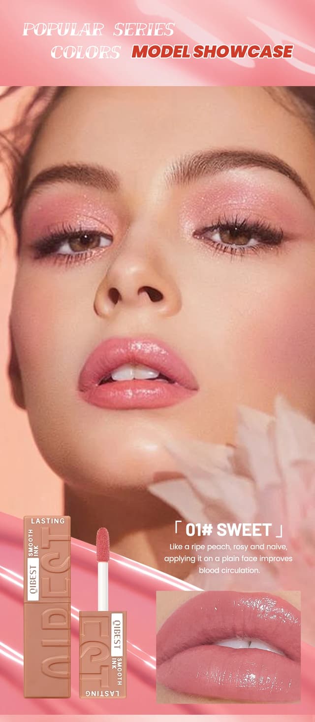 QIBEST 8 Colors Nude Watery Lip Gloss - Long-Lasting Liquid Lipstick, Sexy Red/Purple Lip Glaze, Non-Fading Tint for Women's Makeup showcase 9