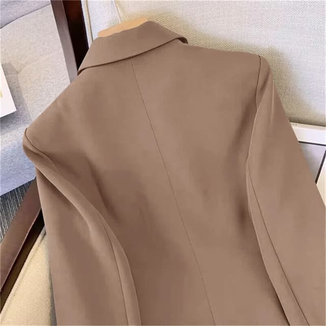 Women's Fashion Temperament Blazer - Long Sleeve Double Breasted Slim Fit Coat for Office Lady Casual Outwear, Perfect for Fall & Spring showcase 17
