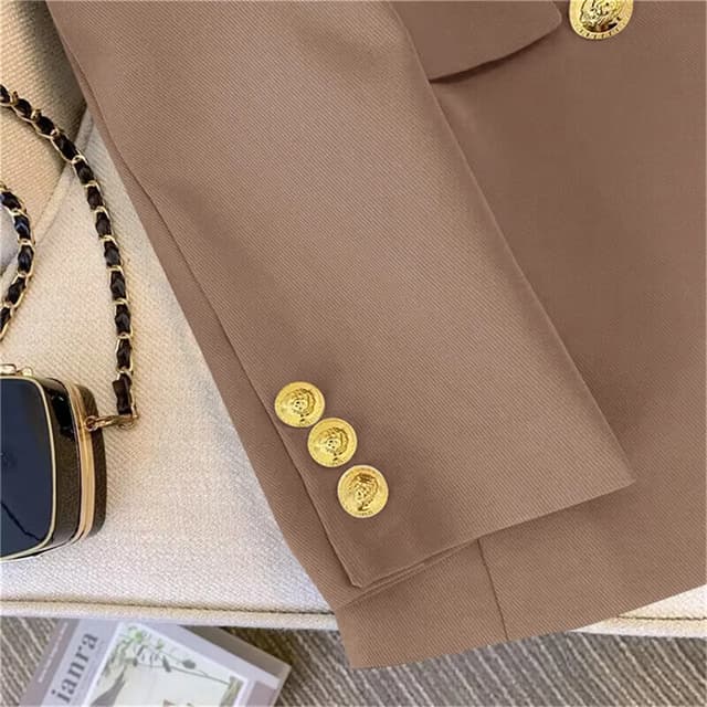 Women's Fashion Temperament Blazer - Long Sleeve Double Breasted Slim Fit Coat for Office Lady Casual Outwear, Perfect for Fall & Spring showcase 16