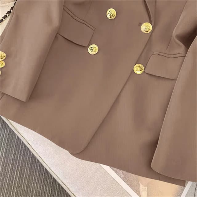 Women's Fashion Temperament Blazer - Long Sleeve Double Breasted Slim Fit Coat for Office Lady Casual Outwear, Perfect for Fall & Spring showcase 15