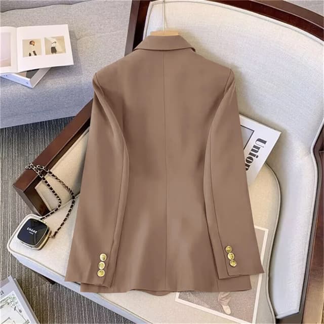 Women's Fashion Temperament Blazer - Long Sleeve Double Breasted Slim Fit Coat for Office Lady Casual Outwear, Perfect for Fall & Spring showcase 14