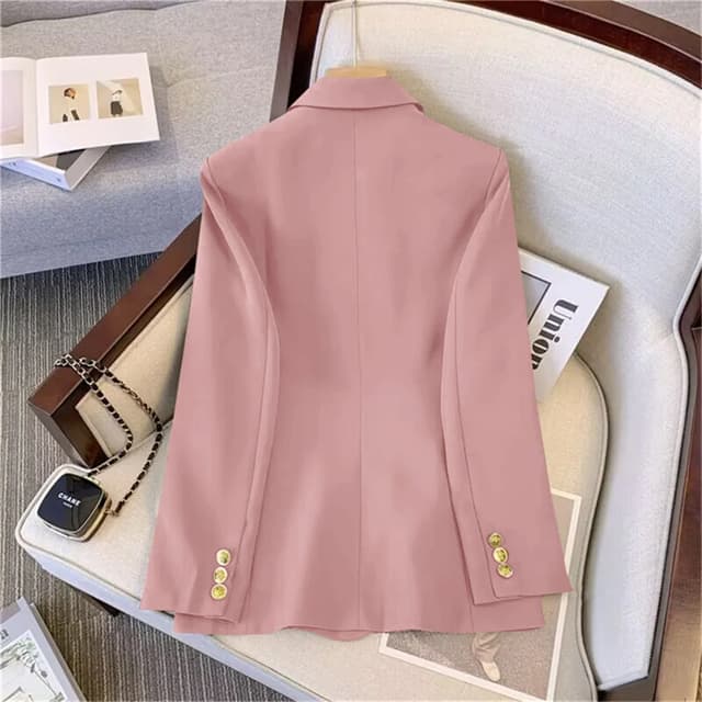 Women's Fashion Temperament Blazer - Long Sleeve Double Breasted Slim Fit Coat for Office Lady Casual Outwear, Perfect for Fall & Spring showcase 10