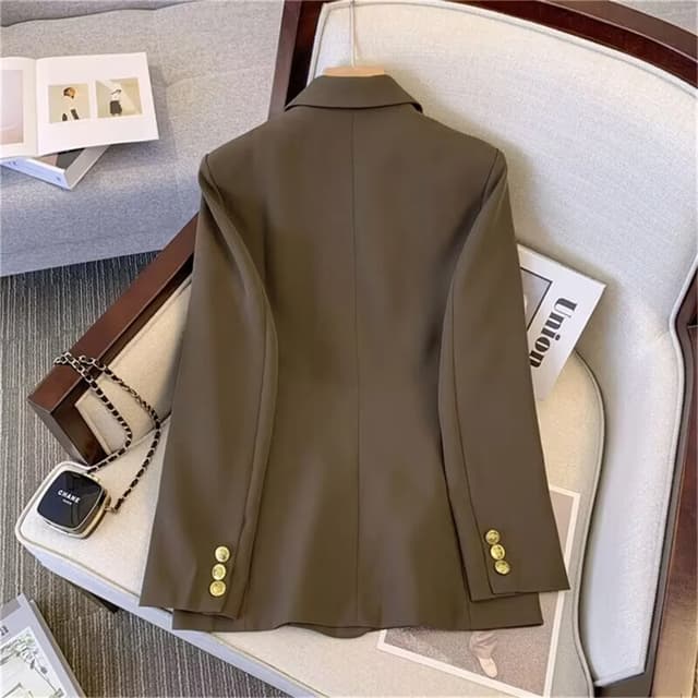 Women's Fashion Temperament Blazer - Long Sleeve Double Breasted Slim Fit Coat for Office Lady Casual Outwear, Perfect for Fall & Spring showcase 19