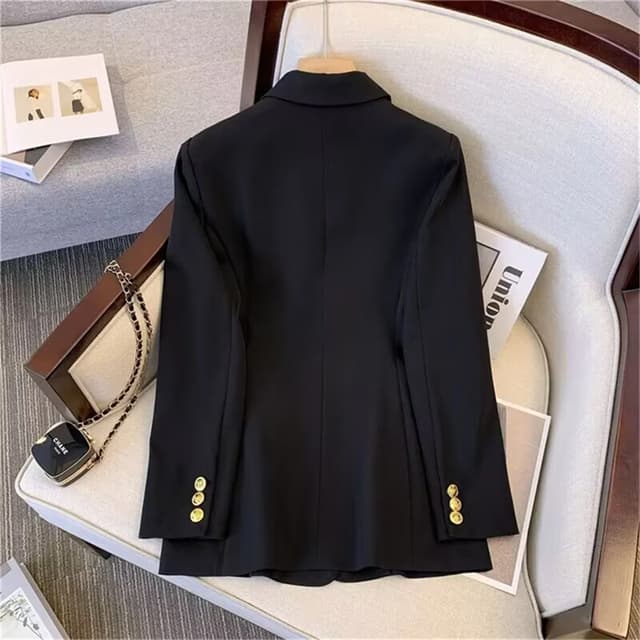 Women's Fashion Temperament Blazer - Long Sleeve Double Breasted Slim Fit Coat for Office Lady Casual Outwear, Perfect for Fall & Spring showcase 6