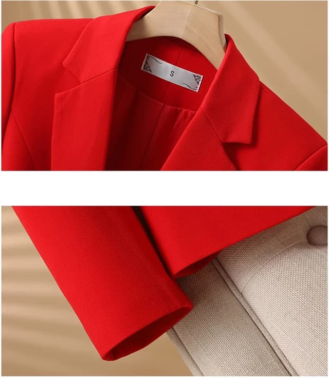 Women's Slim Fit Single Button Blazer Jacket - Elegant Red, Black, White Casual Office Coat for Autumn/Winter Fashion 2024 showcase 19